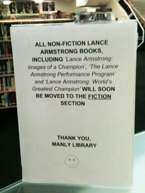 The prank notice in Sydney's Manly Library. Photo Facebook