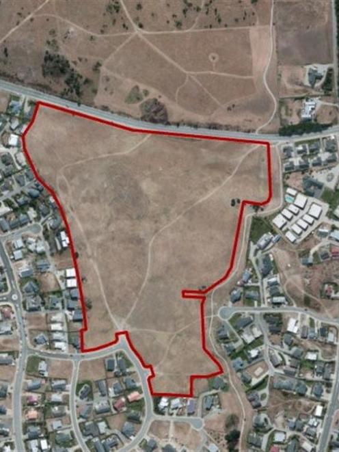 Queenstown Lakes District Council's Scurr Heights land it has decided to sell outlined in red....