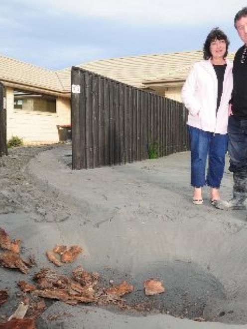 The result of silt volcanoes outside Maxine and Barrie Smith's Bexley home. Photo by Craig Baxter.