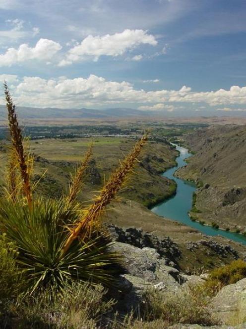 The Roxburgh Gorge, looking towards Alexandra from Flat Top Hill. Photo by Barrie Wills.