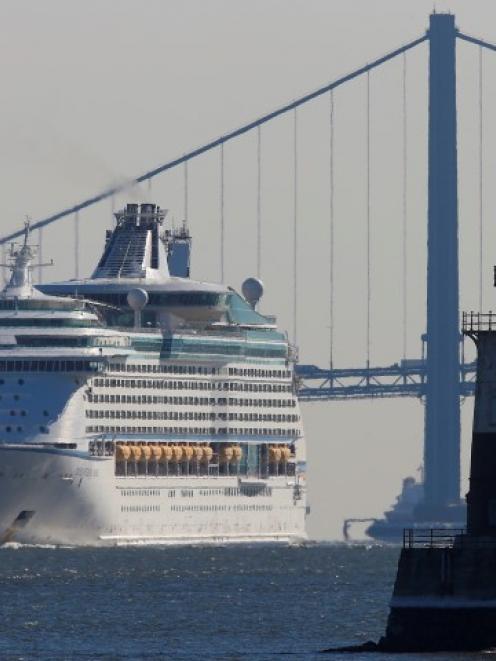The Royal Caribbean's cruise ship Explorer of the Seas arrives back at Bayonne, New Jersey....
