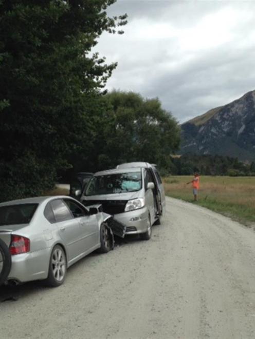 The scene of a crash on the Glenorchy-Paradise Rd on Tuesday. PHOTO: NZ POLICE