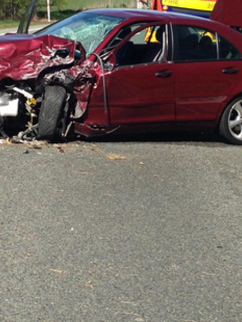 The scene of a fatal head-on crash that happened on SH79, the Geraldine-Fairlie Highway, today....