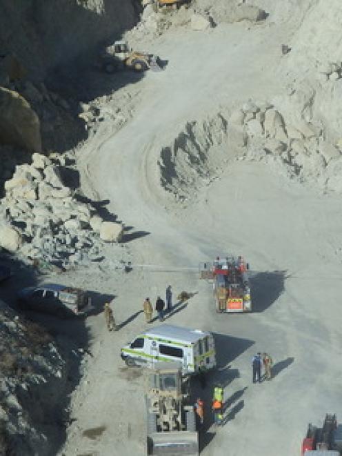 The scene of the digger accident yesterday. Photo: Westpac Rescue Christchurch