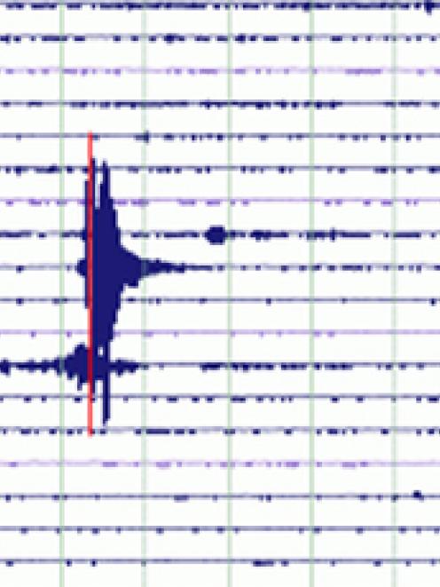 The seismometer at Great Barrier Island shows yesterday's recordings of two quakes in Auckland....