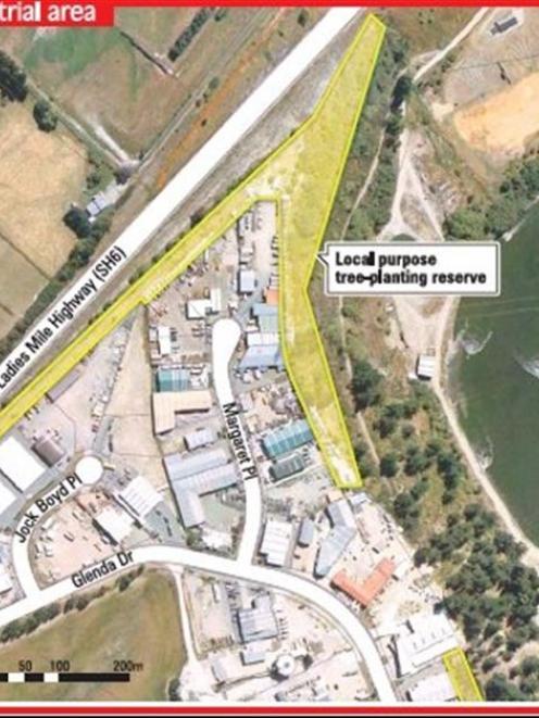 The shaded area shows part of the reserve along the Frankton industrial area, where a fencing...
