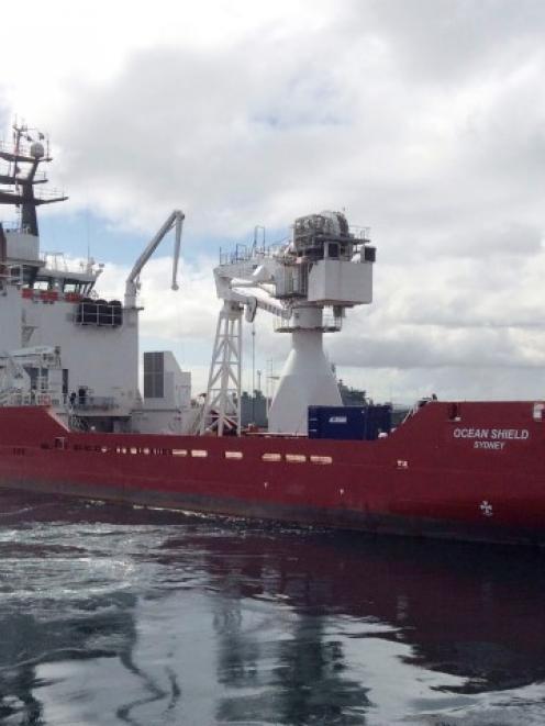 The ship Ocean Shield is pictured at Her Majesty's Australian Ship Base Stirling, south of Perth....