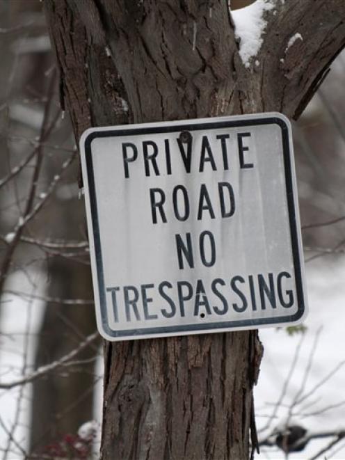 The sign marking a private road near the residence of Aaron and Christine Boring. Google has...