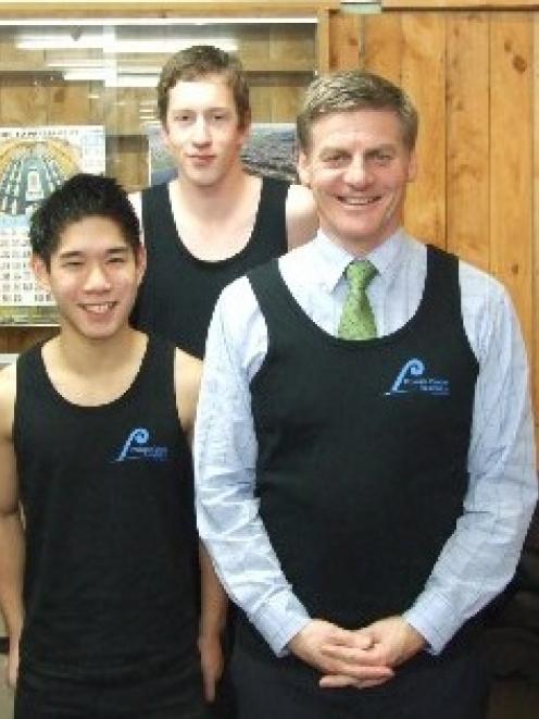 The South Otago High School young enterprise group Platinum Enterprise is selling singlets to...