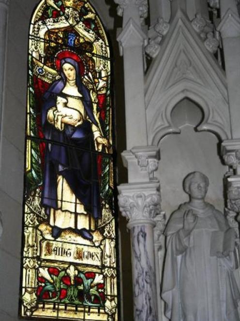 The St Agnes stained glass window in the Teschemaker's chapel. Photo by Peter Mackenzie.