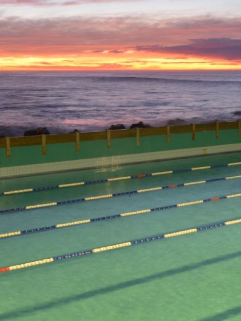 The St Clair salt water pool was open for just an hour today. Photo: Stephen Jaquiery