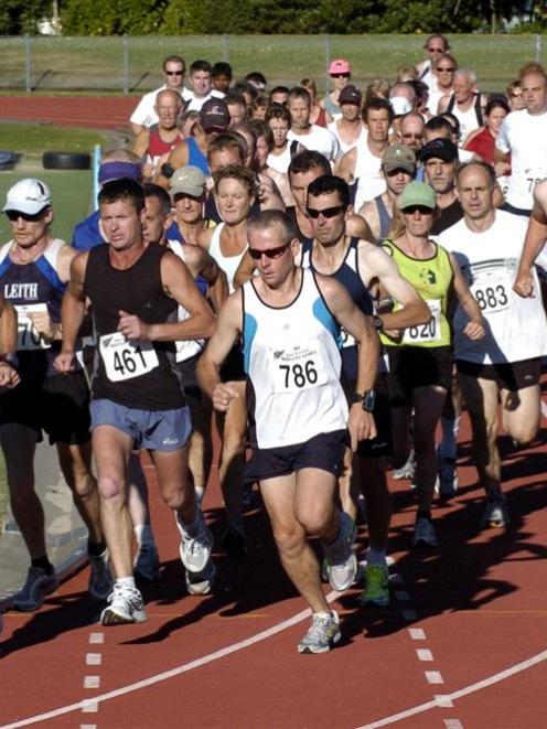 The start of the New Zealand Masters Games 10km road race at the Caledonian in 2008. Photo by...