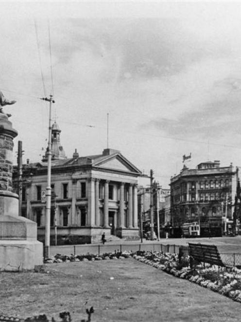 The statue of Donald Stuart, in grander times, near Queens Gardens.