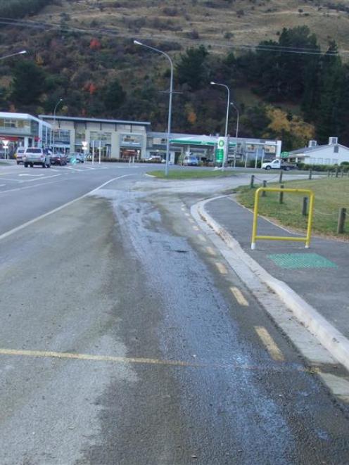 The stock effluent spill beside State Highway 6 near the Frankton Golf Course earlier this month....