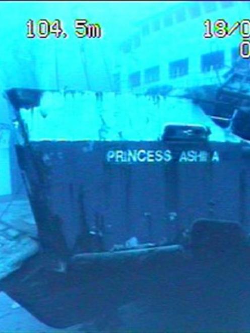 The sunken Tongan ferry 'Princess Ashika'. Photo from the Royal NZ Navy.