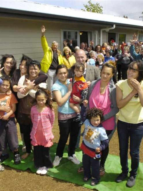 The Te Moananui family, ready to move into their new home, recently completed by Habitat for...