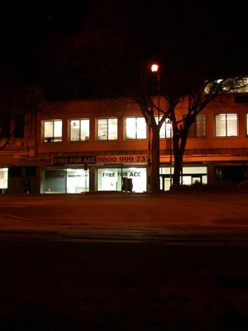 The TrustPower and Pulse Business Solutions building in Oamaru last night, lit up but empty...