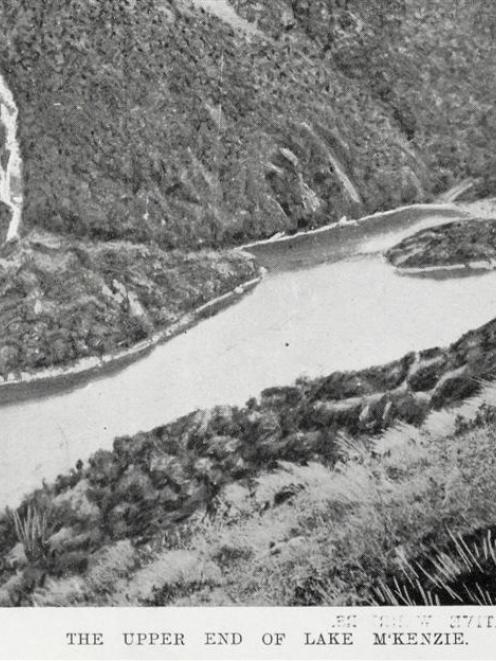 The upper end of Lake McKenzie on the Routeburn track. - Otago Witness, 30.3.1910.