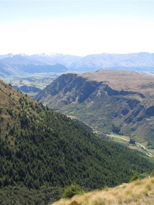 The view from the Ben Lomond Saddle towards the Gorge Rd leading from Queenstown shows how the...