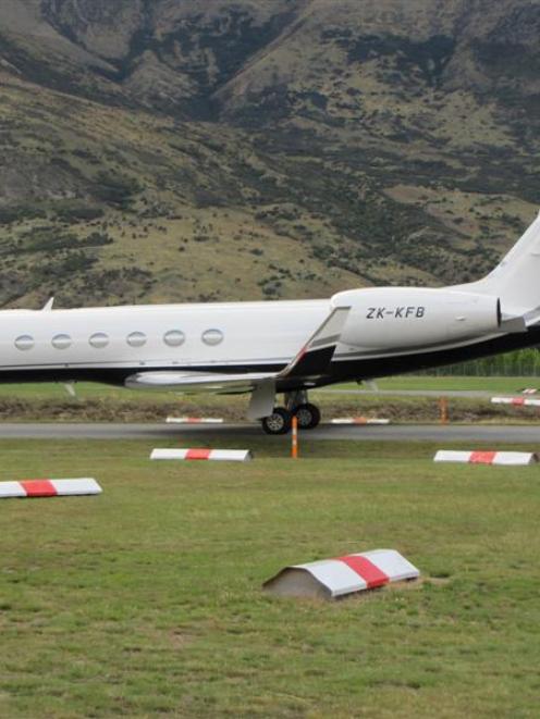 The Wellington registered Gulfstream GV-SP aircraft, at Queenstown Airport yesterday morning,...