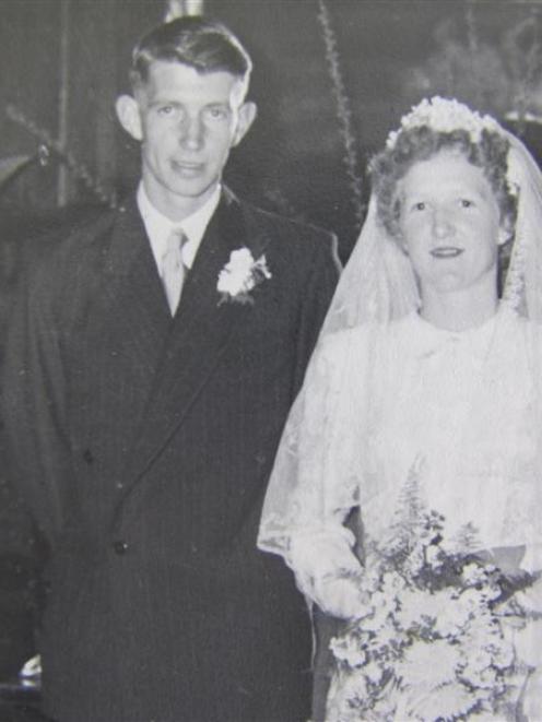 Their wedding in Dunedin in 1954. Photo supplied.