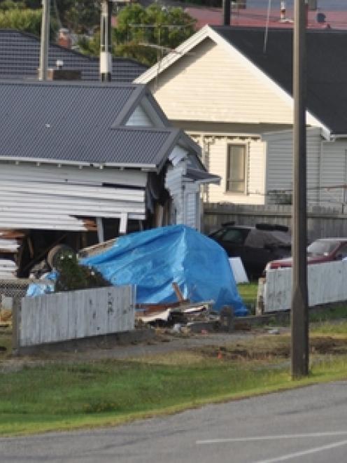 There was significant damage to the house, however no one was home at the time. Photo / Greymouth...