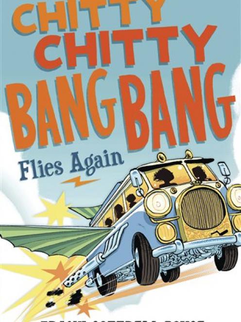 This book cover image shows 'Chitty Chitty Bang Bang Flies Again', by Frank Cottrell Boyce with...