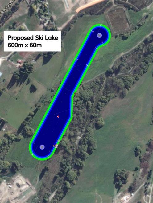 This map shows the proposed ski lake’s size and location. Image supplied.