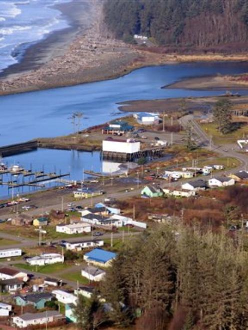This photo provided by the Quileute Indian Tribe shows their small reservation at La Push,...