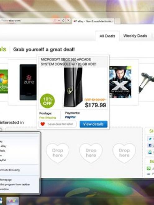 This screen shot provided by Microsoft Corp., shows Microsoft's new Internet Explorer 9, which is...