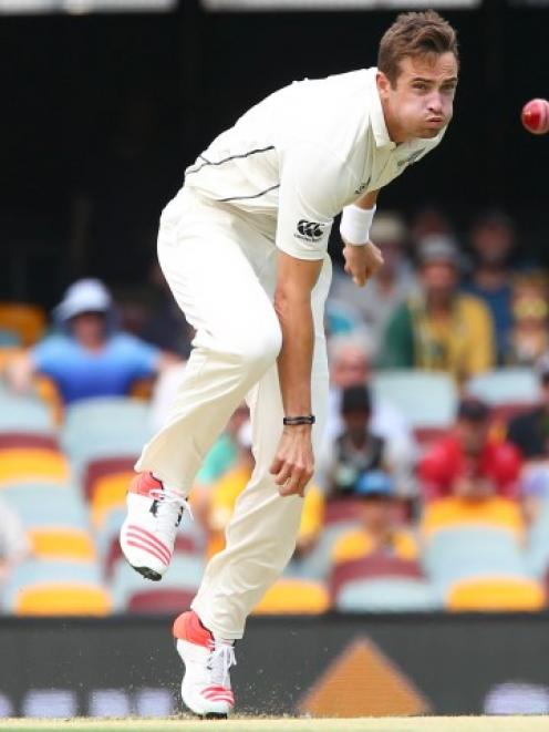 Tim Southee in action in the first test in Brisbane. Photo Reuters