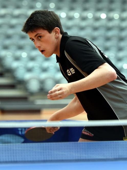 Tom Henderson trains at the Edgar Centre in Dunedin yesterday. PHOTO: GREGOR RICHARDSON