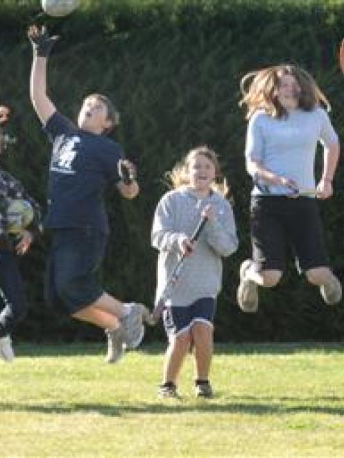 Totara School's North Otago sporting representatives (from left) Douglas Milne (8), Jordan Isteed...