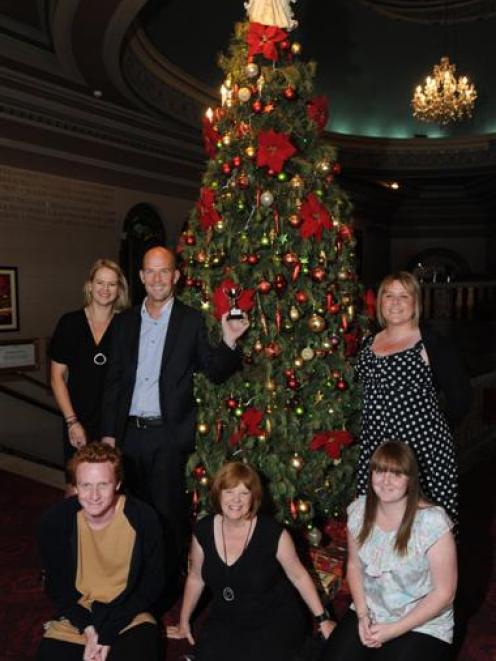 Triumphant Regent Theatre tree decorators (sitting, from left) Brogan Nuttall, Bernie Chatfield...