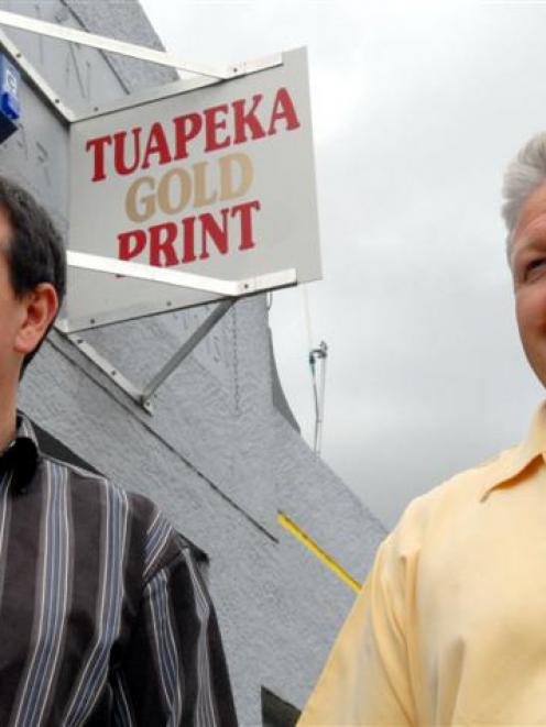 Tuapeka Gold Print directors Brad Houghton (left) and Jim Robertson plan to make their Lawrence...