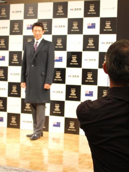 TV sports presenter Shuzo Matsuoka models one of the Konaka wool coats. Photo supplied.