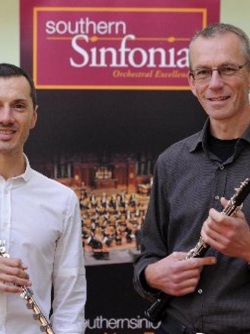 Two of the Southern Sinfonia's principal woodwind players,   Luca Manghi (flute, left) and...
