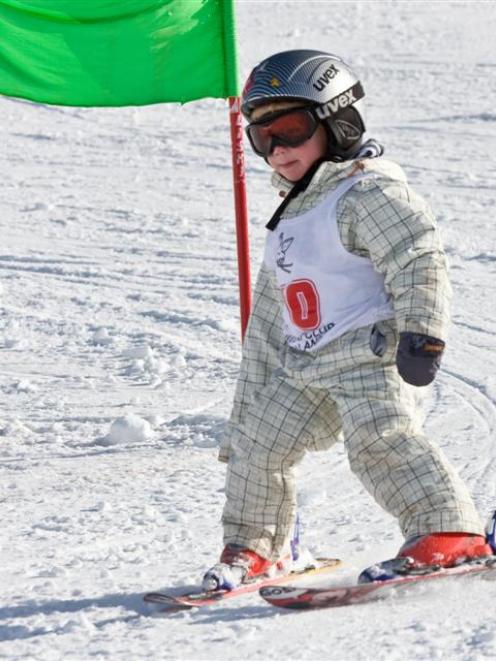 Two-year-old Gustav Legnavsky is a young gun on the snow at Cardrona Alpine Resort. Photo by Jan...