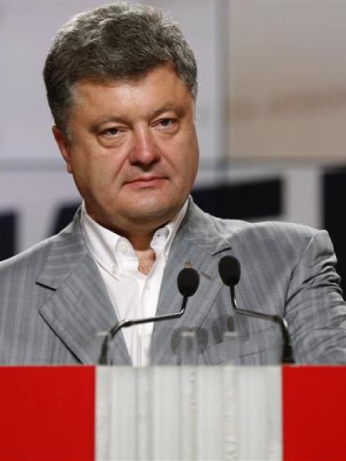 Ukrainian businessman and  successful presidential candidate Petro Poroshenko at a news...