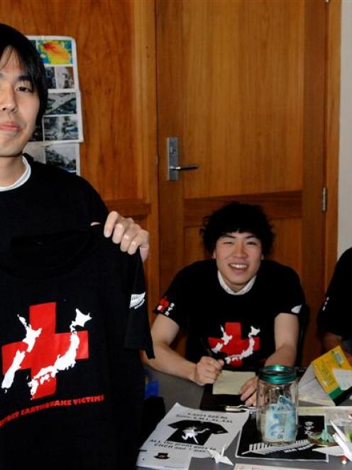 University of Otago Japan Club members (from left) Yoshi Hori (19), Kohei Sasaki (20) and Chris...