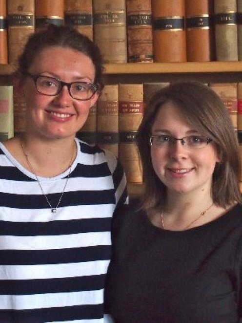 University of Otago law students Alicia Rosevear (left), and Amber Hosking, who recently won the...