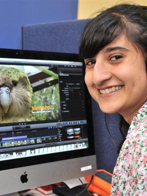 University of Otago student Ash Kapur makes the final edit of her natural science film about...