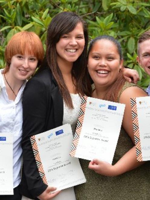 University of Otago students (from left) Sarahmarie Innes (22), Summuh Collier-Morete (20),...