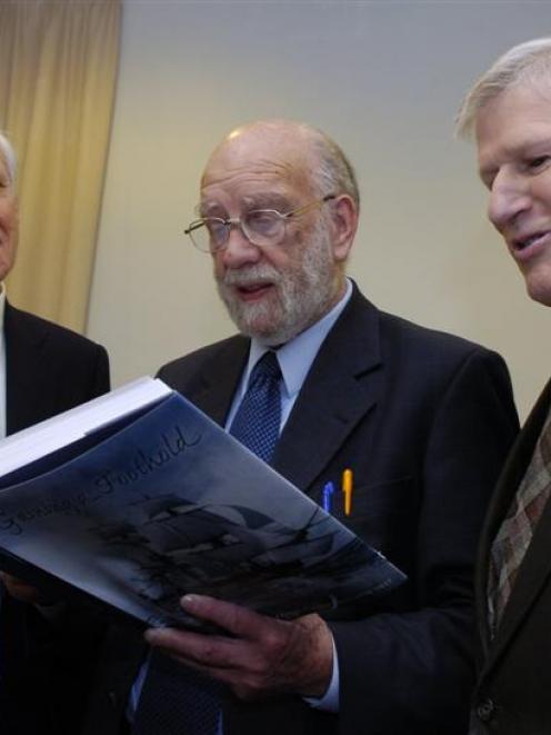 University of Otago vice-chancellor Prof David Skegg, researcher George Griffiths and author Ian...
