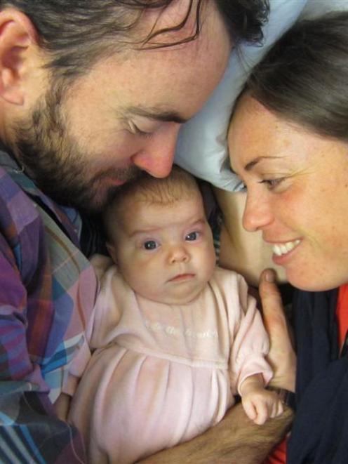 Upper Clutha couple Locky Urquhart and Anna van Riel are thrilled their baby Matilda (3 months),...