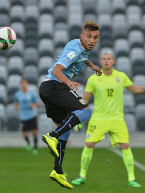 Uruguay's Mathias Surarez during the Uruguay vs Serbia match in the Fifa U-20 World Cup at Otago...