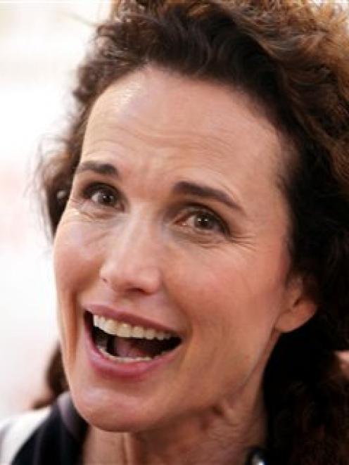 US actress Andie MacDowell speaks during an interview with The Associated Press Thursday June 18,...