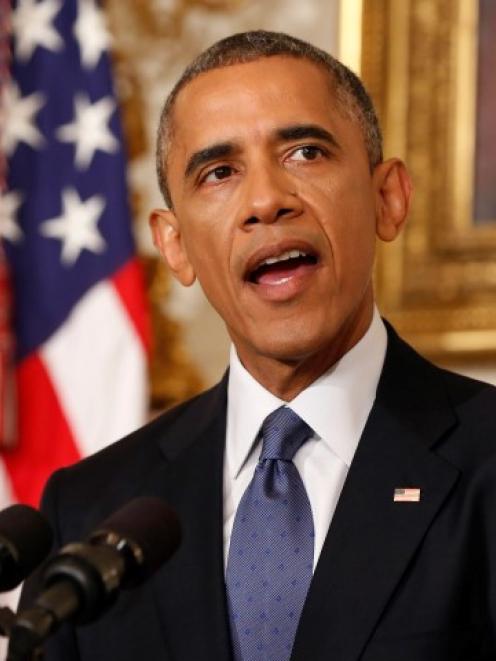 US President Barack Obama makes an announcement about the humanitarian relief situation in Iraq,...