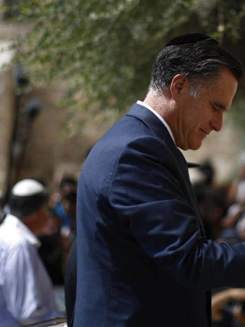 US Republican Presidential candidate Mitt Romney visits the Western Wall, Judaism's holiest...