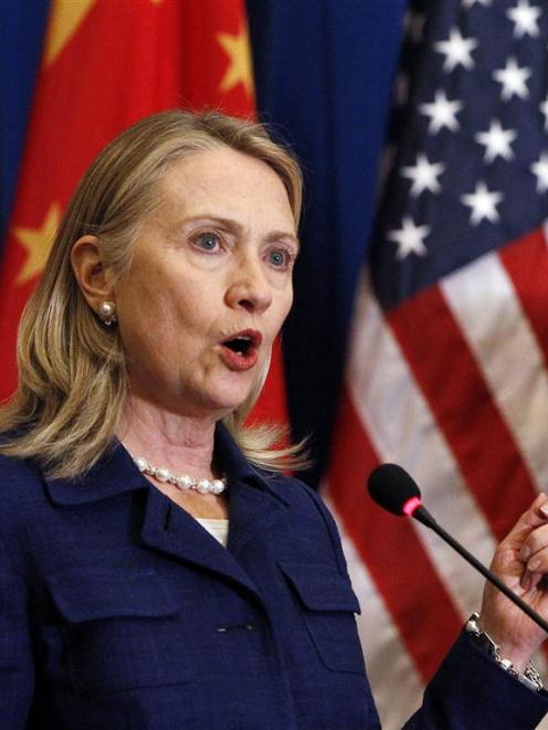 US Secretary of State Hillary Clinton speaks during a news conference in Beijing.    REUTERS...